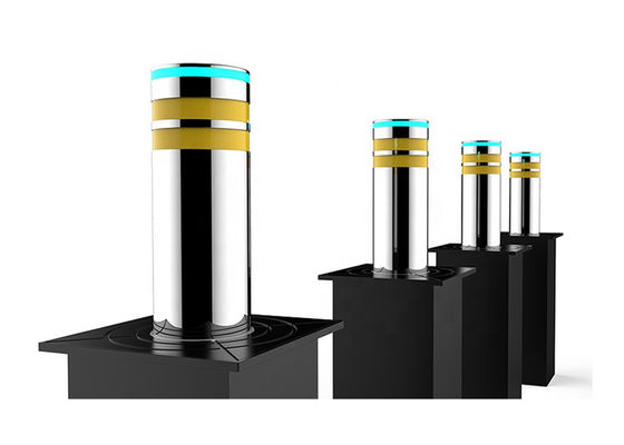 Bollard idraulico a scomparsa in acciaio inox SUS304 con luce di segnalazione a LED e superficie a specchio 8k